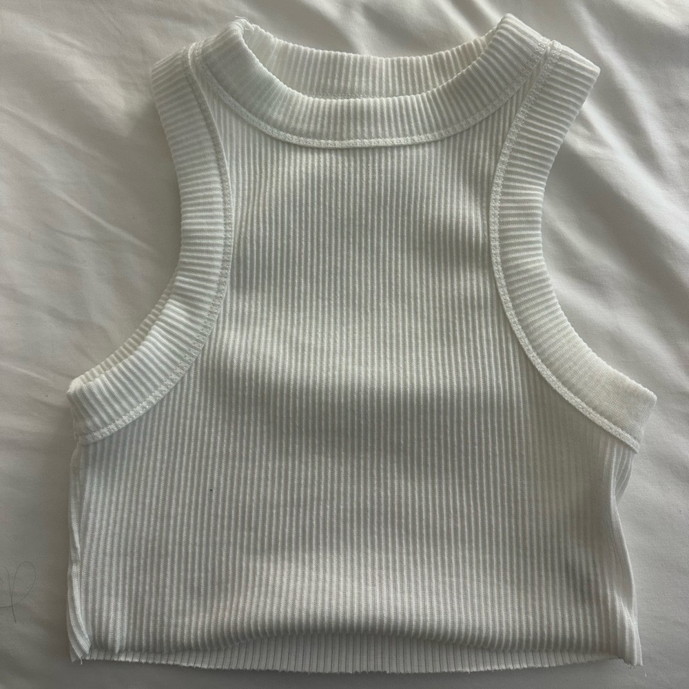 White fox White ribbed tank